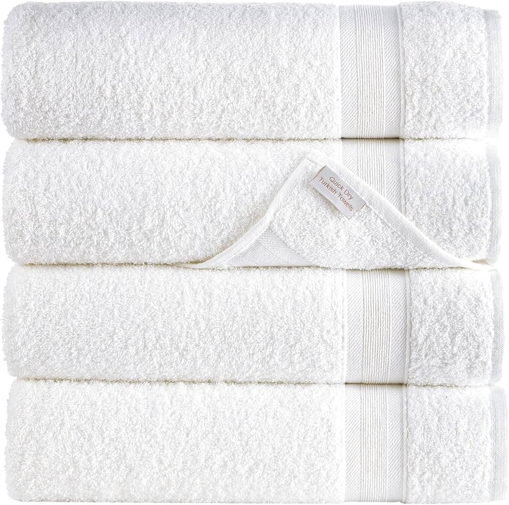 Quick-Dry, Soft & High Absorbent Bath Towels 27"x54" Cotton Turkish Bath Towel Set of 4 | Daily U... | Amazon (US)
