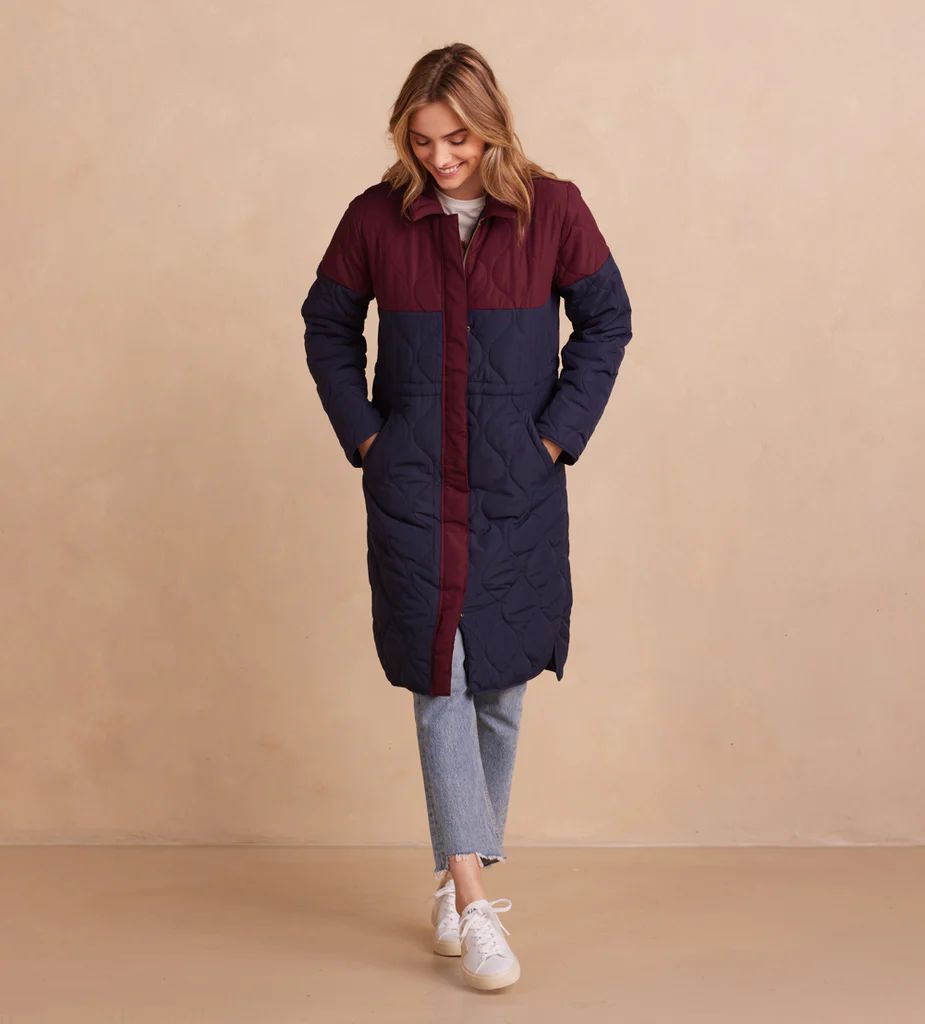 The Long Colorblock Eco Quilted Coat 
            | 
              
              
              ... | SummerSalt