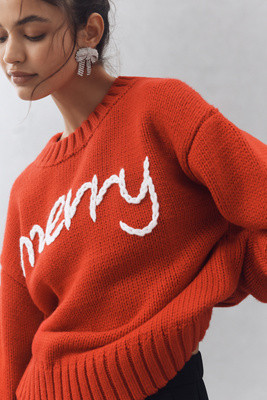 English Factory Crew-Neck Graphic Text Sweater | Anthropologie (US)