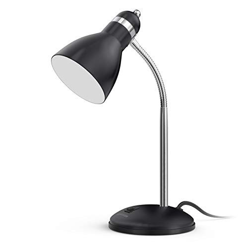 LEPOWER Metal Desk Lamp, Adjustable Goose Neck Table Lamp, Eye-Caring Study Desk Lamps for Bedroom, Study Room and Office (Black) | Amazon (US)