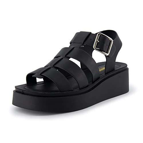 CUSHIONAIRE Women's Poppy fisherman platform sandal with +Memory Foam, Black 8.5 | Amazon (US)