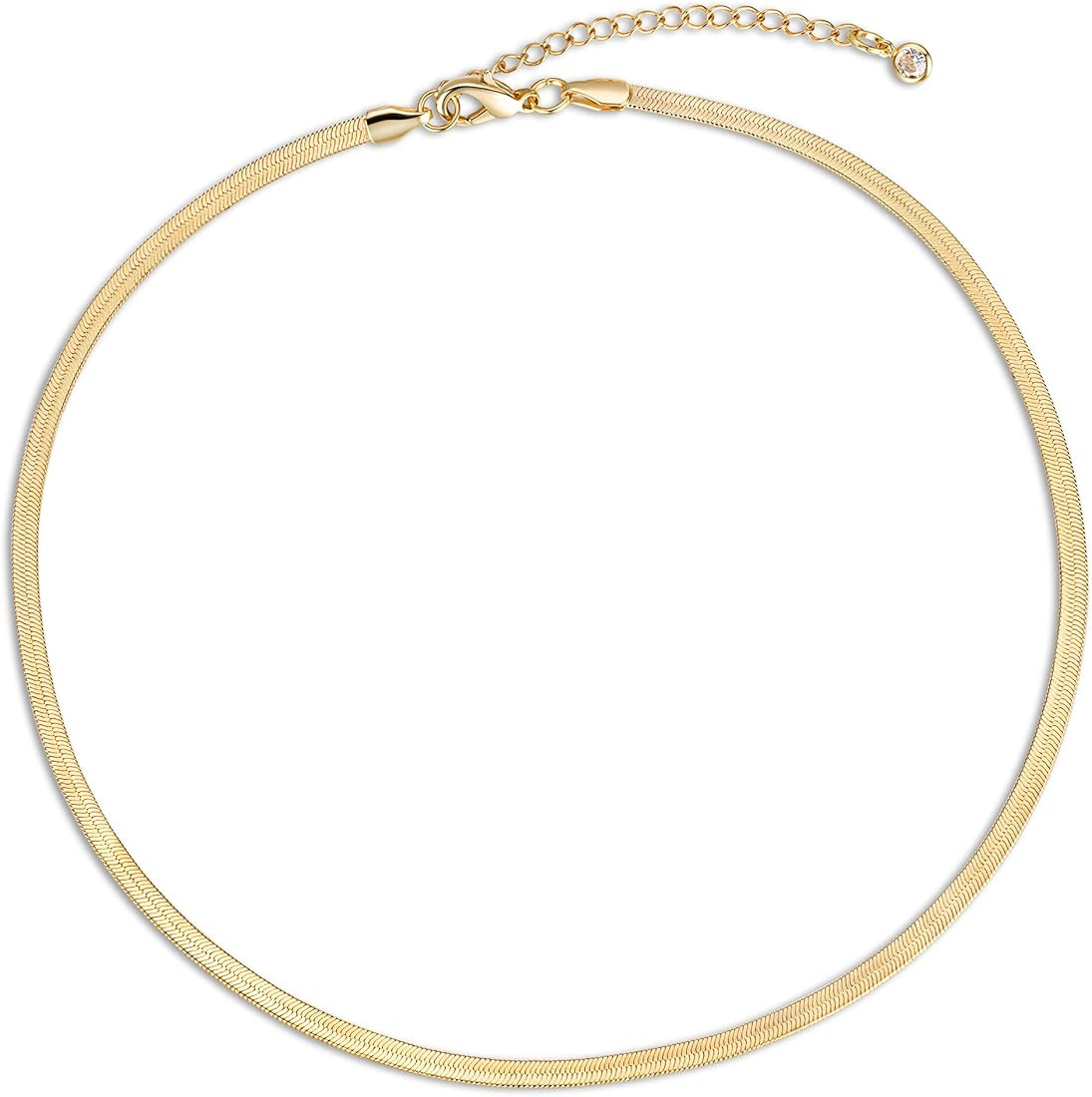 CHESKY 14K Gold/Silver Plated Snake Chain Necklace Herringbone Necklace Gold Choker Necklaces for... | Amazon (US)