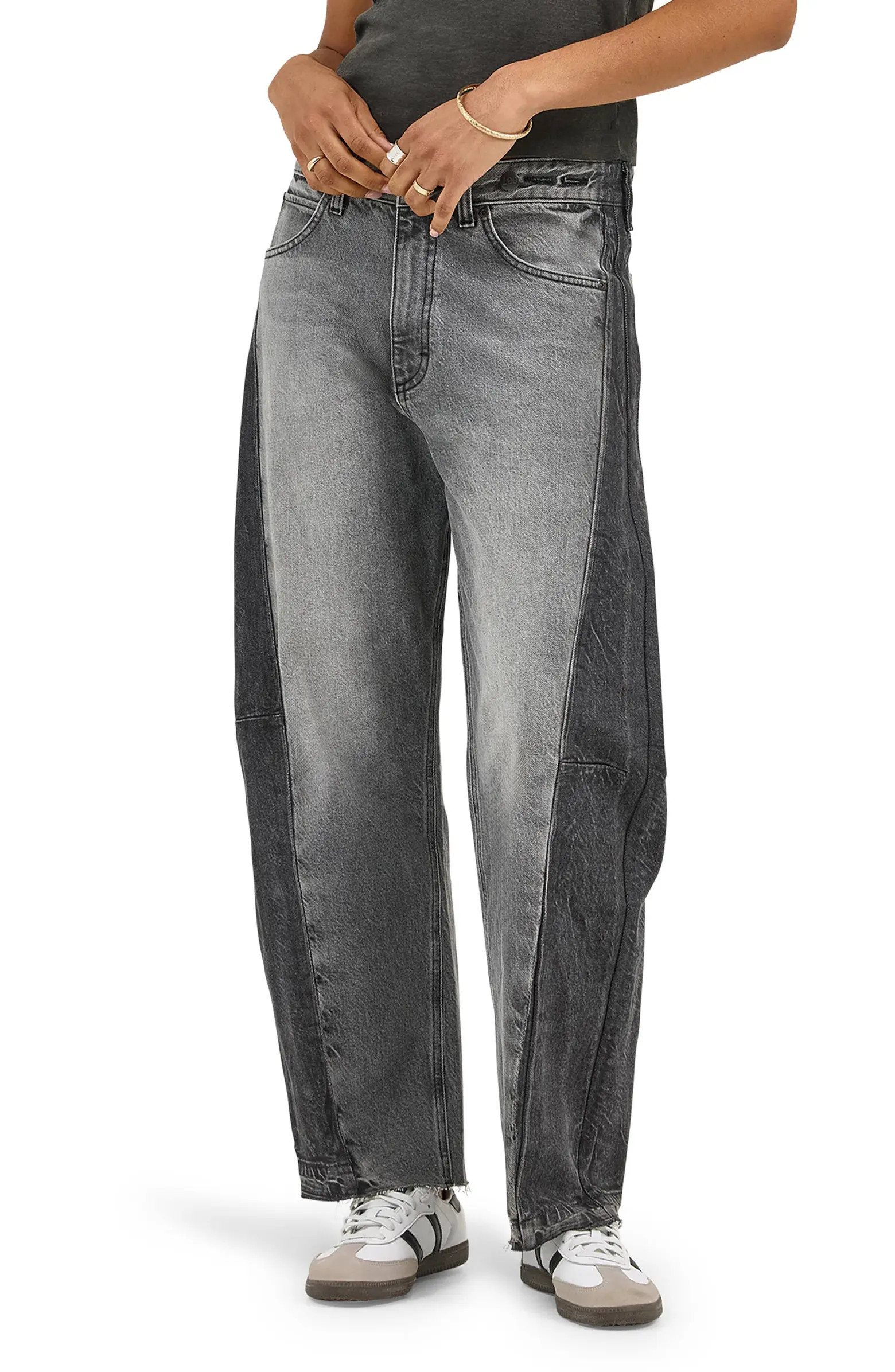 Rider Low Slung Raw Hem Barrel Leg Jeans | Nordstrom
