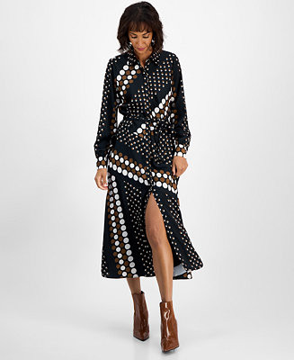 Women's Collared Tie-Waist Shirtdress | Macy's