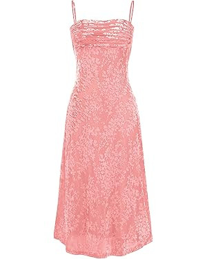 BTFBM Women's Summer Dress Sleeveless Spaghetti Strap Midi Dress Sexy Cowl Neck Floral Cocktail D... | Amazon (US)