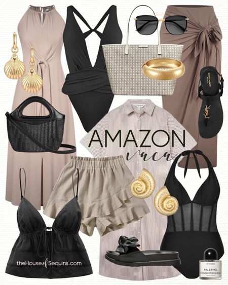 Shop these Amazon Vacation Outfit and Resortwear finds! Beach travel outfit, Swimsuit coverup, maxi dress, shirt dress, ruffle shorts, matching set, raffia bag, straw bag, Tory Burch tote bag, beach bag, Saint Laurent sandals, gold shell earrings and more! 

Follow my shop @thehouseofsequins on the @shop.LTK app to shop this post and get my exclusive app-only content!

#liketkit #LTKtravel #LTKswim
@shop.ltk
https://liketk.it/4F0sL

#LTKSeasonal