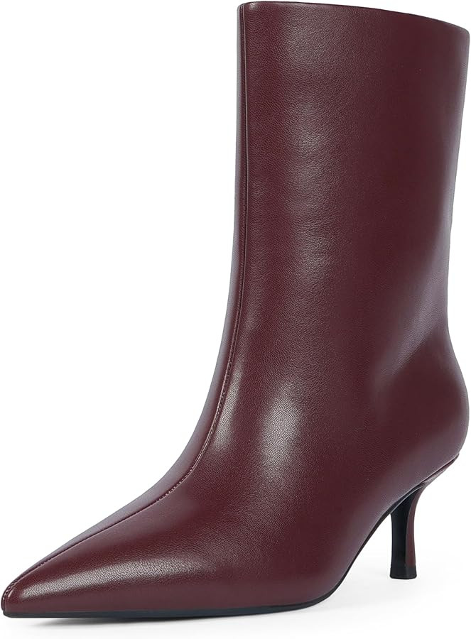 Modatope Botas de tobillo para mujer, con punta puntiaguda, tacón de gatito, botas de otoño par... | Amazon (US)