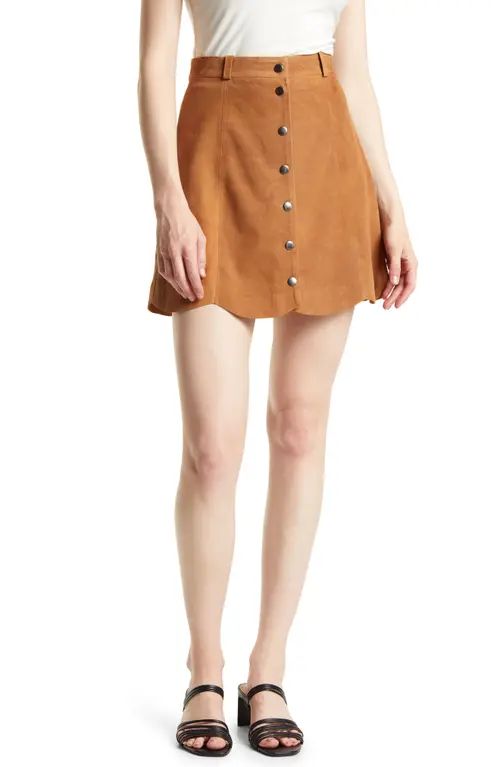 & Other Stories Scallop Hem Suede Skirt in Beige/Brown Patched at Nordstrom, Size 0 | Nordstrom