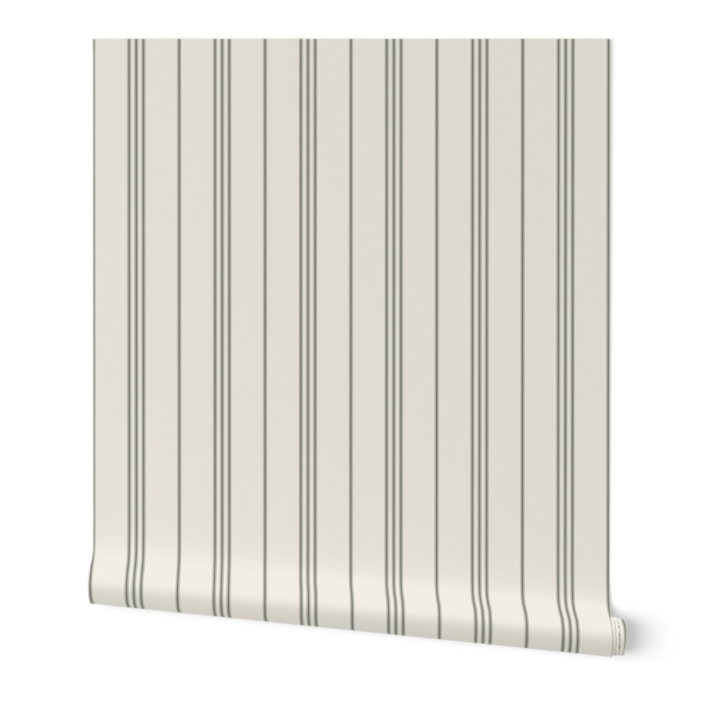 small scale / classic ticking stripes creamy white limed ash green Wallpaper | Spoonflower | Spoonflower