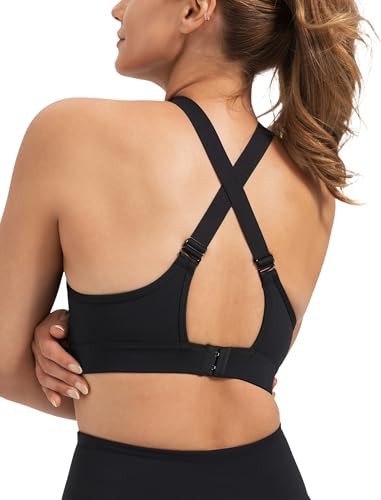 Amazon.com: Yvette Supportive Sports Bra Adjustable Straps Plus Size Workout Running High Impact ... | Amazon (US)