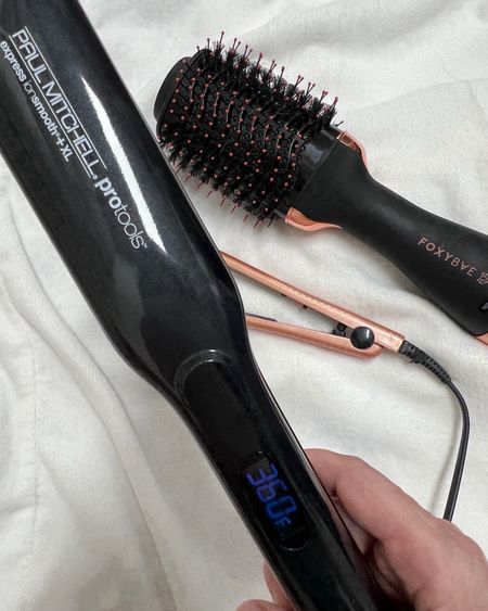 Just bought a new flat iron on sale… this one is from Paul Mitchell. It has digital adjustable heat settings (if you wanted to be precise with that) and works really well. I also added my other hair styling tools in the background… my blowout brush hair dryer is from FoxyBae (I’ve previously posted + shared with you) and my 1/2 inch mini iron that I use for those little hairs around my face. It’s a process!

#LTKbeauty #LTKstyletip #LTKfindsunder100