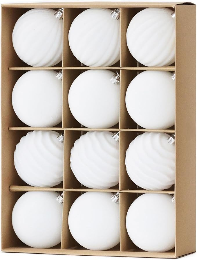 Senjie 12 PCS Velvet Ornaments Balls Sets for Christmas Tree 3.15 inch Flocked Christmas Balls As... | Amazon (US)