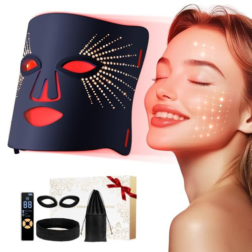 ONLUKY Red Light Therapy for Face LED Face Mask Light Therapy with Neck Device,Cordless 120 LED, USB Rechargeable,Red Mask for Home Working Travel Yoga Sleep | Amazon (US)