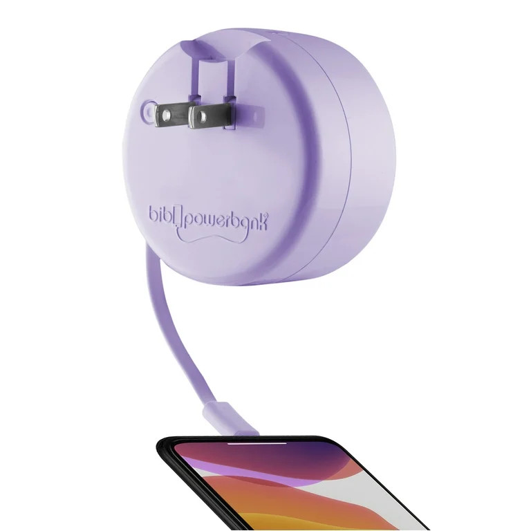 Bibicord Portable Light Purple Wall Charger with Retractable Lightning Cable & 2500 mAh Battery (... | Walmart (US)