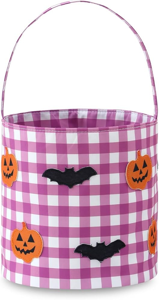 DYSHAYEN Halloween Basket Gingham Trick or Treat Bags Reusable Candy Bucket Gift Bag for Party Fa... | Amazon (US)