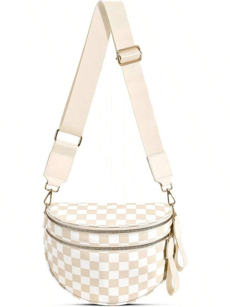 Checkered Nylon Crossbody Bag Bum Bag For Women Spacious Checkered Crossbody Purses Shoulder Hand... | SHEIN