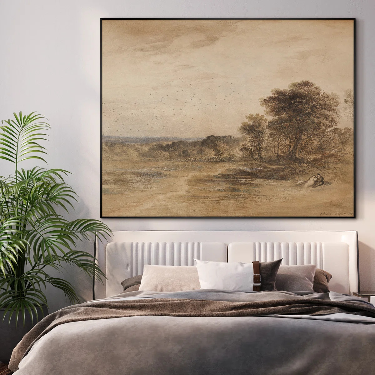 Extra Large Wall Art Fabric Print - Vintage Countryside Landscape with Distant Trees and Quiet Fi... | Wayfair North America
