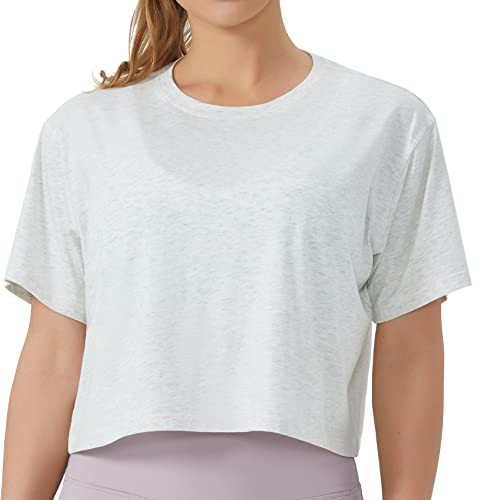 THE GYM PEOPLE Women's Workout Crop Tops Boxy Yoga Basic Cropped T-Shirts | Amazon (US)