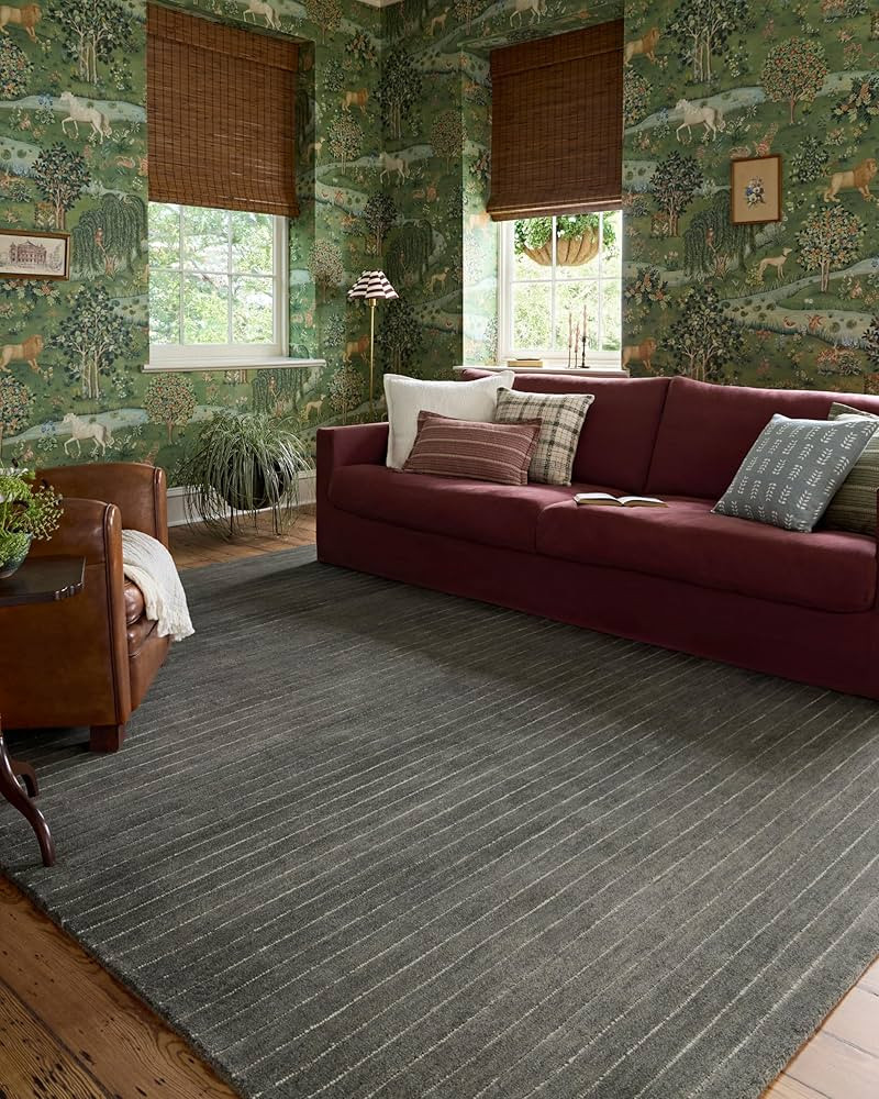 Loloi Chris Loves Julia Henry Collection HEY-01 Charcoal/Ivory 9'-3" x 13', .50" Pile Height, Are... | Amazon (US)