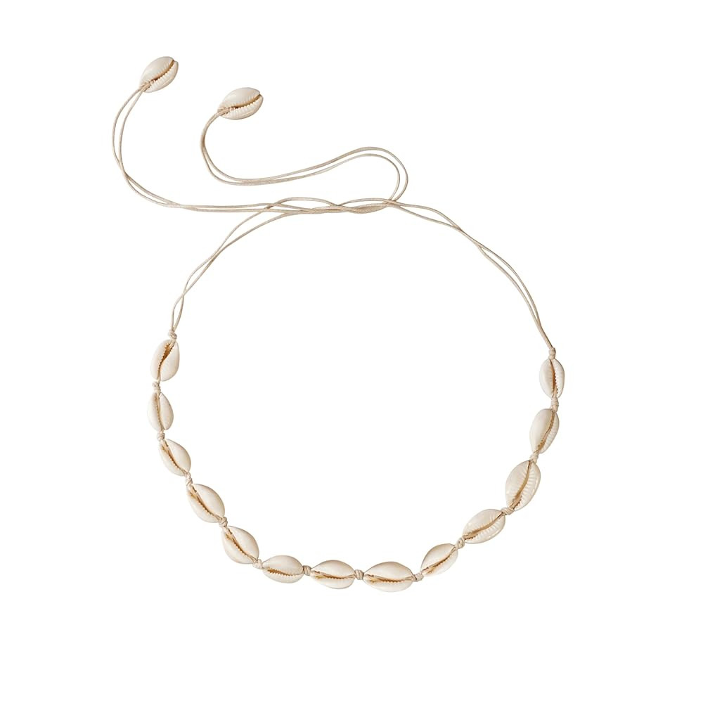 MINACHI Bohemian Cowrie Shell Choker Necklace, White Cord, Boho Summer Beach Shell Jewelry Gift f... | Amazon (US)