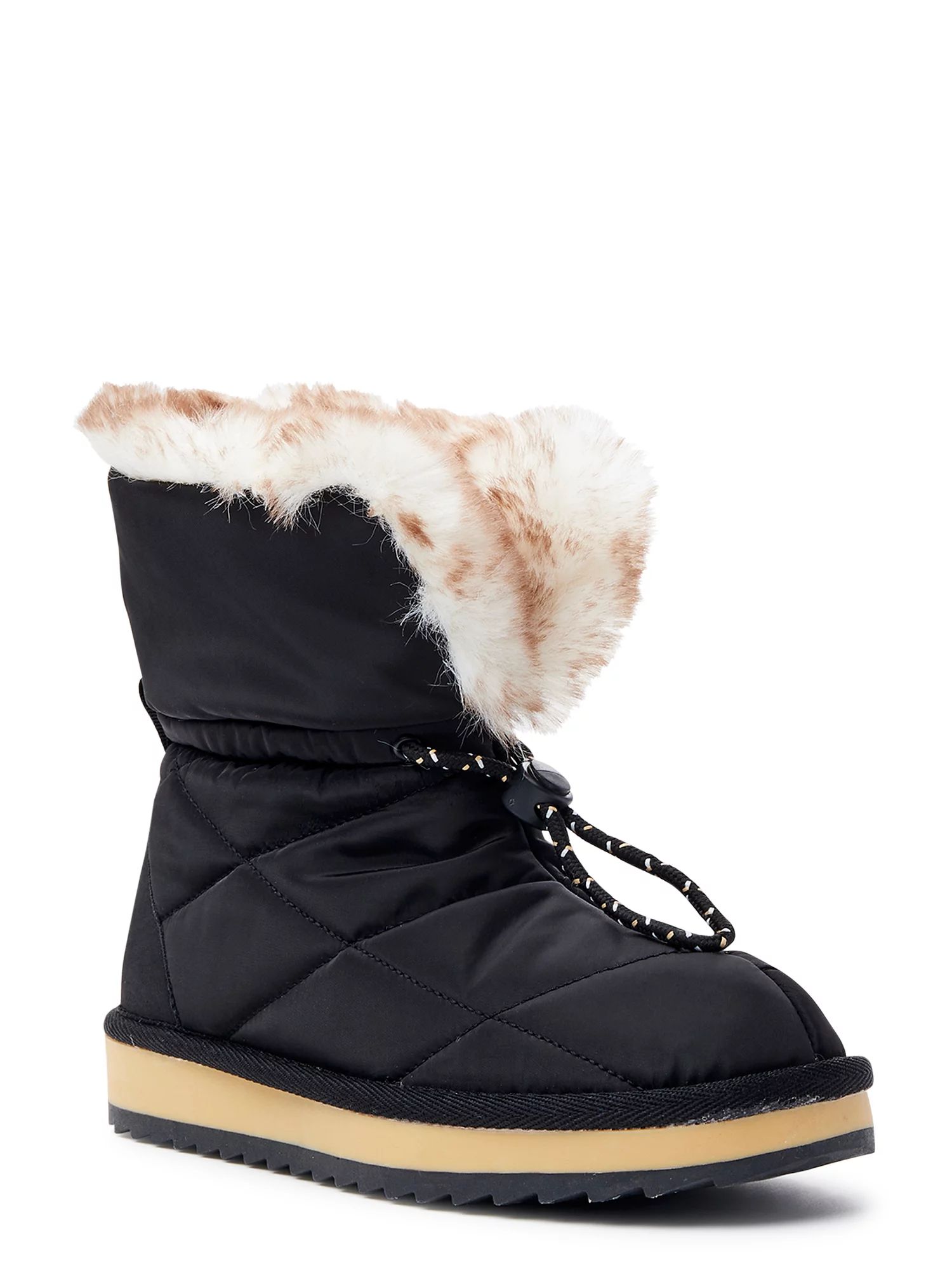 Time and Tru Women's Faux Fur Quilted Boots | Walmart (US)