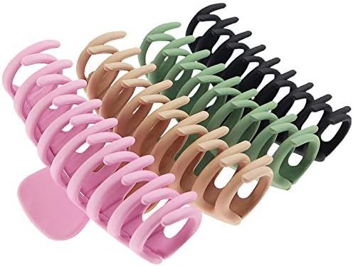 TOCESS Big Hair Claw Clips 4 Inch Nonslip Large Claw Clip for Women Thin Hair, 90's Strong Hold Hair | Amazon (US)
