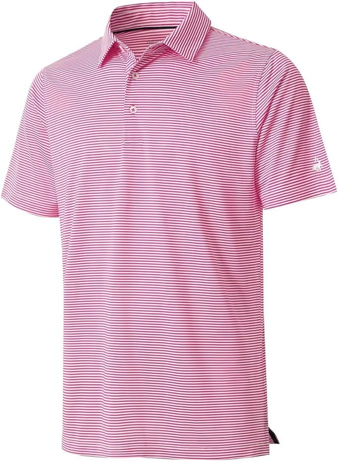 Mens Golf Shirt Moisture Wicking Dry Fit Performance Sport Short Sleeve Striped Golf Polo Shirts ... | Amazon (US)