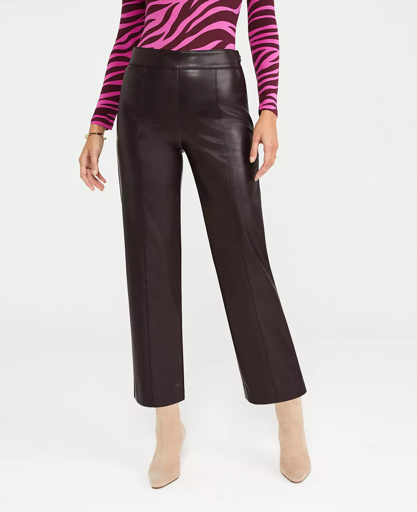 The Faux Leather Easy Straight Crop Pant | Ann Taylor | Ann Taylor (US)