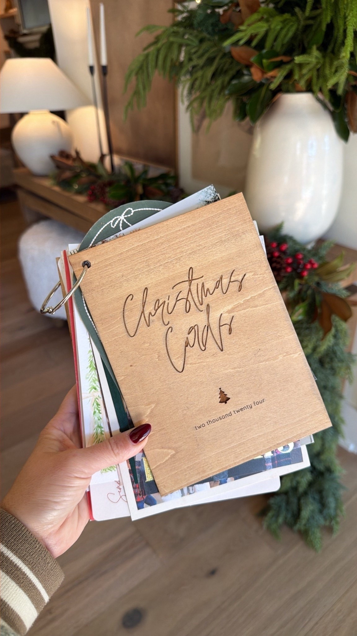 Personalized wooden holiday card keepsake- holds all your holiday cards! Ordered another one to hold our 2025 cards for this year too! 

#LTKHoliday #LTKHome #LTKSeasonal