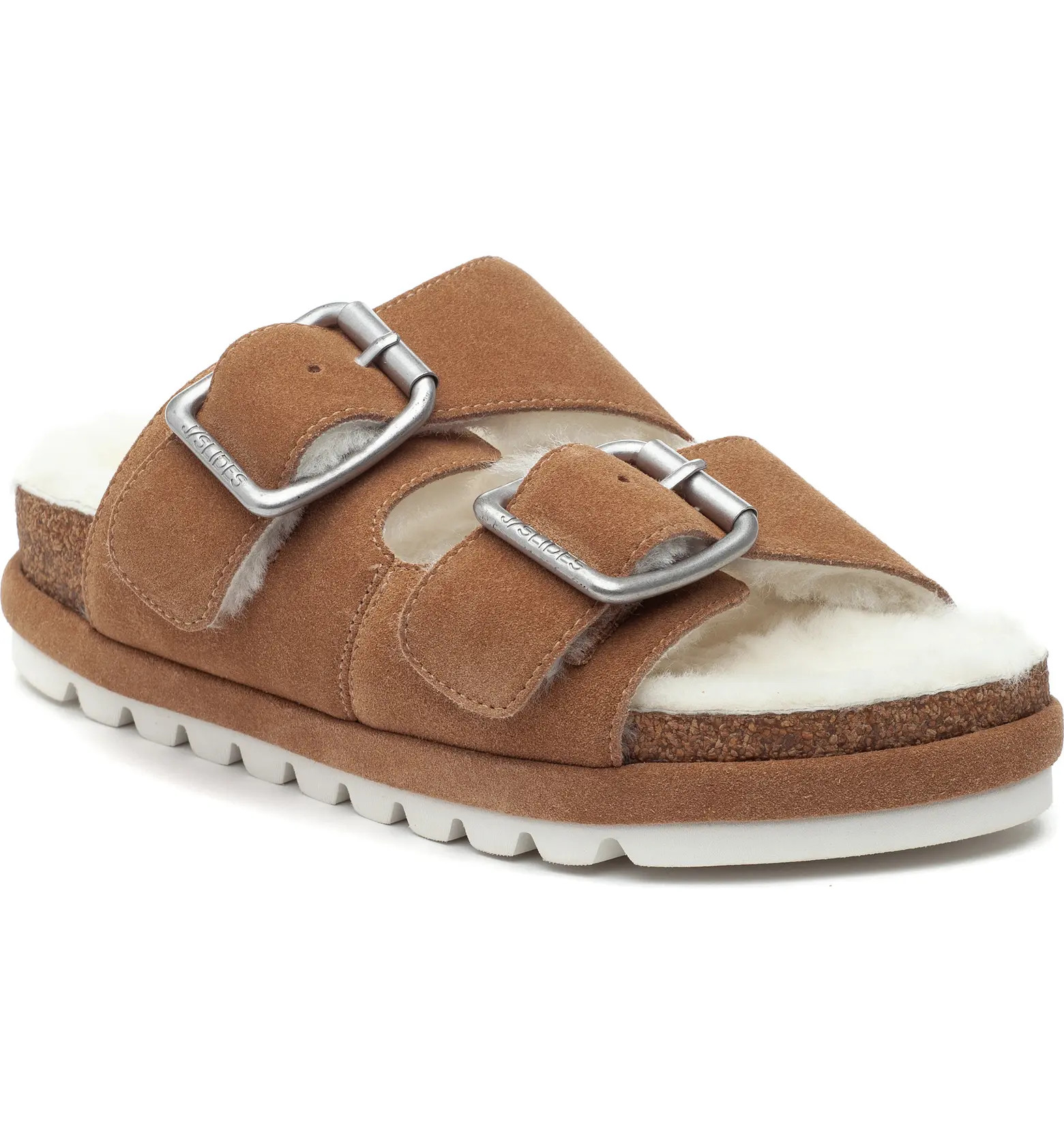 JSLIDES Lynx Genuine Shearling Double Buckle Sandal | Nordstromrack | Nordstrom Rack