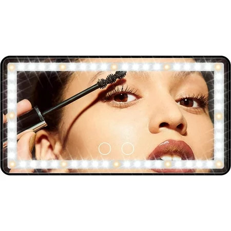 Car Visor Vanity Mirror USB Rechargeable with 3 Light Modes & 60 LEDs for Car Truck SUV Rear View with Dimmable Touch Screen Car Mirror as A Gifts for Women Valentine s Day (Black) | Walmart (US)