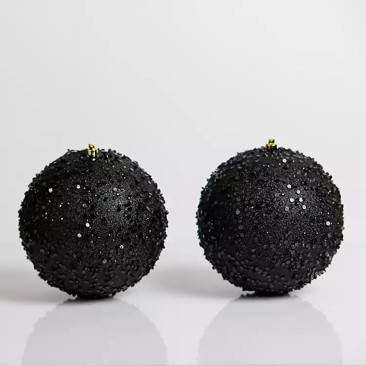 Black Beaded Sequins 2-pc. Ornament Set, 6 in. | Kirkland's Home