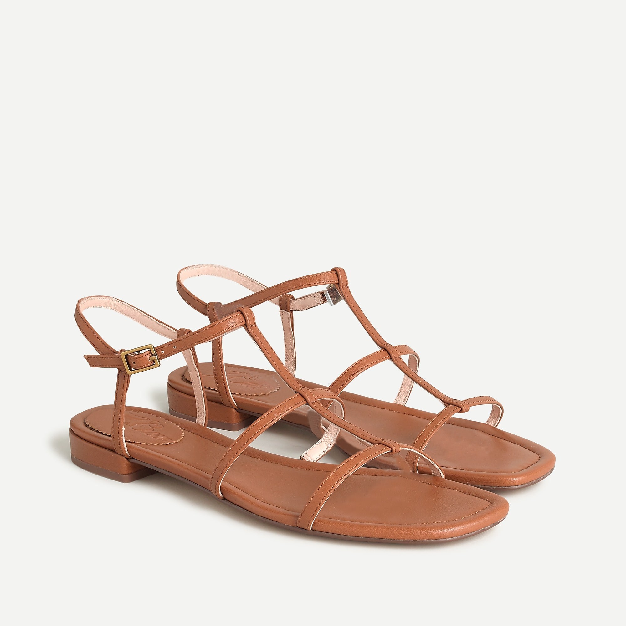 Abbie leather double T-strap sandals | J. Crew US