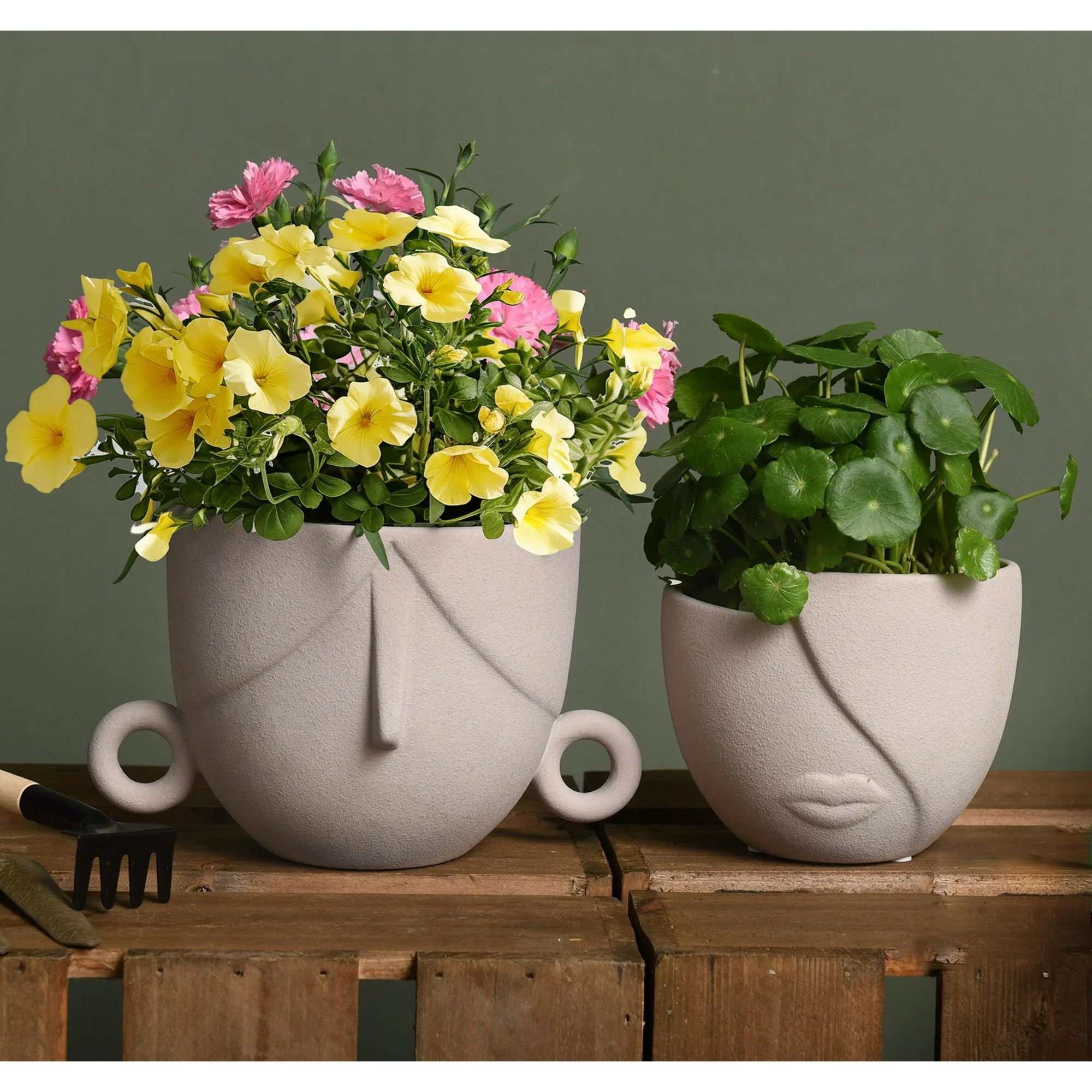 Garden Planters Pots Set of 2,Indoor Succulent Planter Pots with Drainage Hole,Ceramic Brown 5.4"... | Walmart (US)