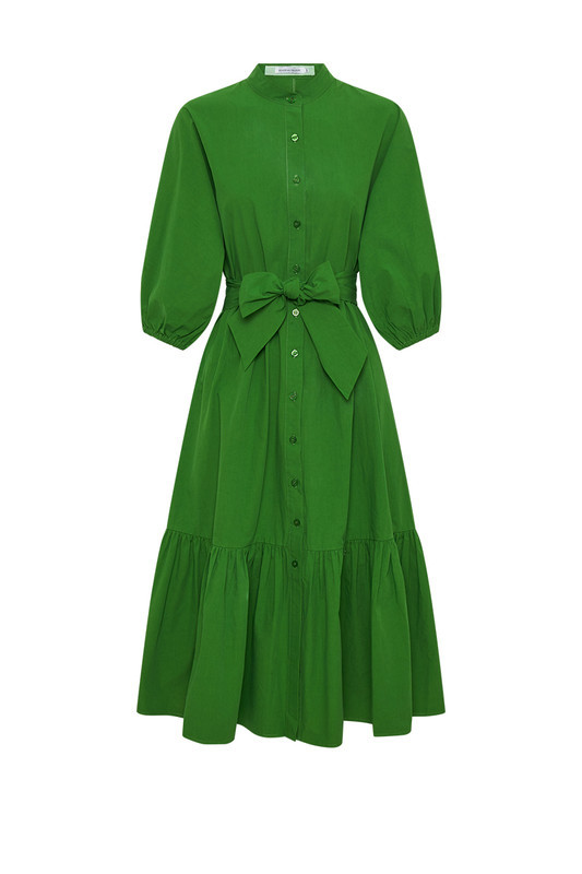 Dolman Midi Shirt Dress in Tourmaline Green | Bohemian Traders