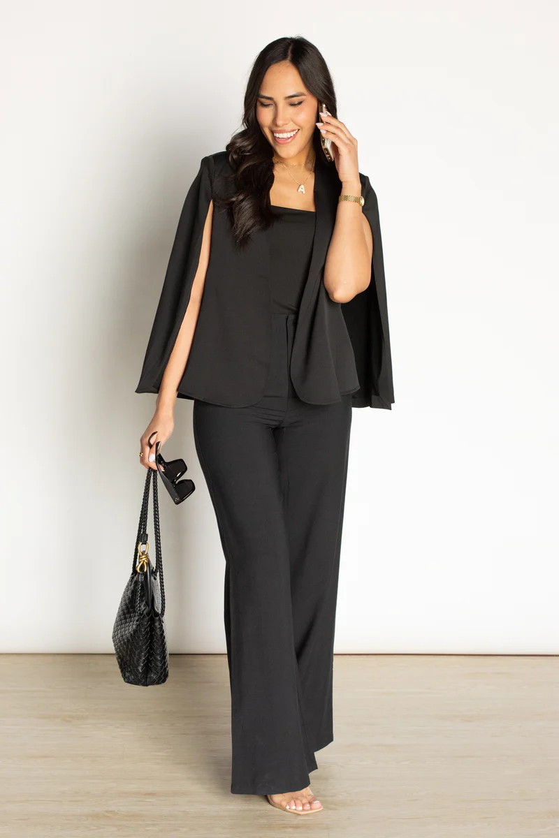 Perfect Company Black Cape Blazer | Apricot Lane Boutique