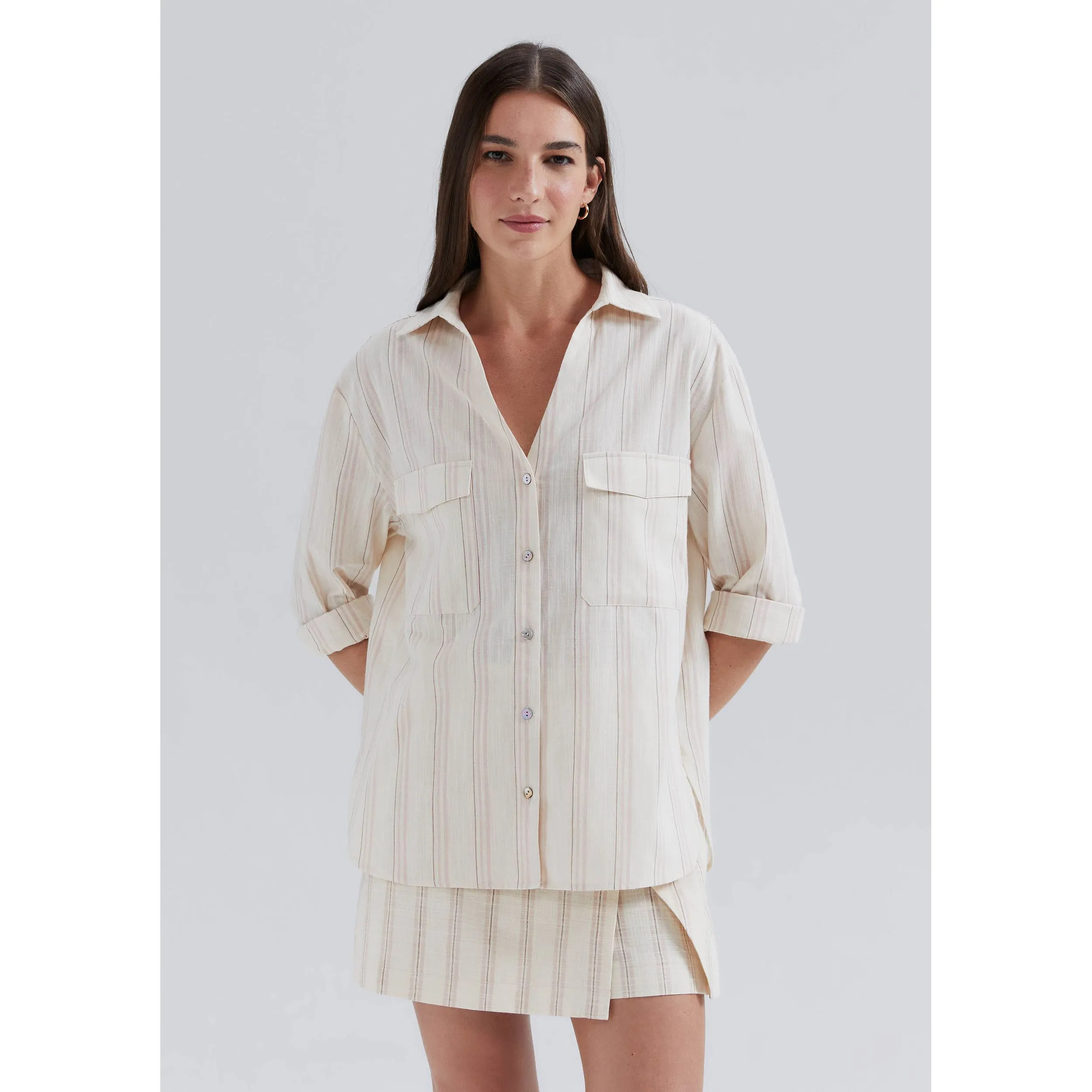 Camisa Feminina Manga Longa Fio Tinto - Creme | Hering (BR)