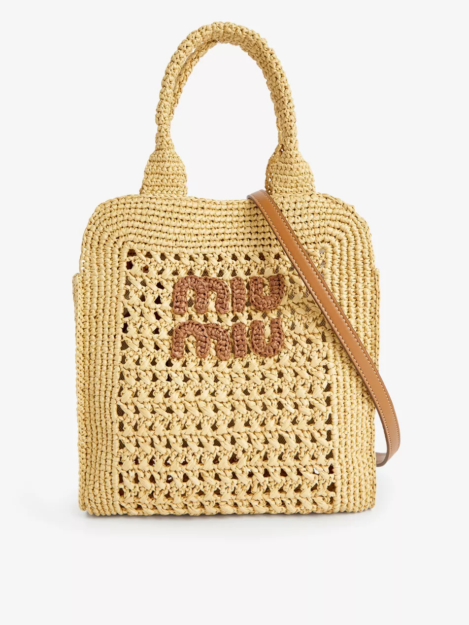 Rete branded raffia top handle bag | Selfridges