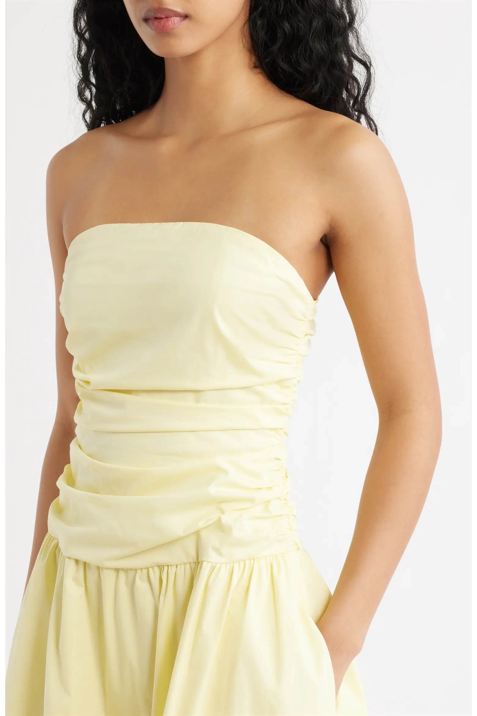 Molly Ruched Bodice Strapless A-Line Midi Dress (Women) | Nordstrom | Nordstrom