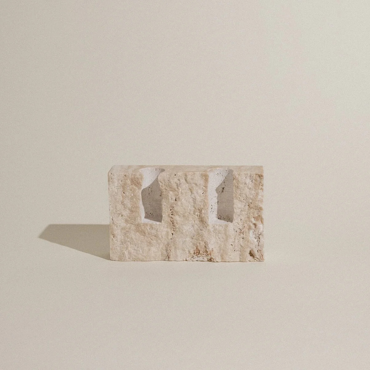 Dua Candle Holder: Beige Travertine | Twenty Third by Deanne (US)
