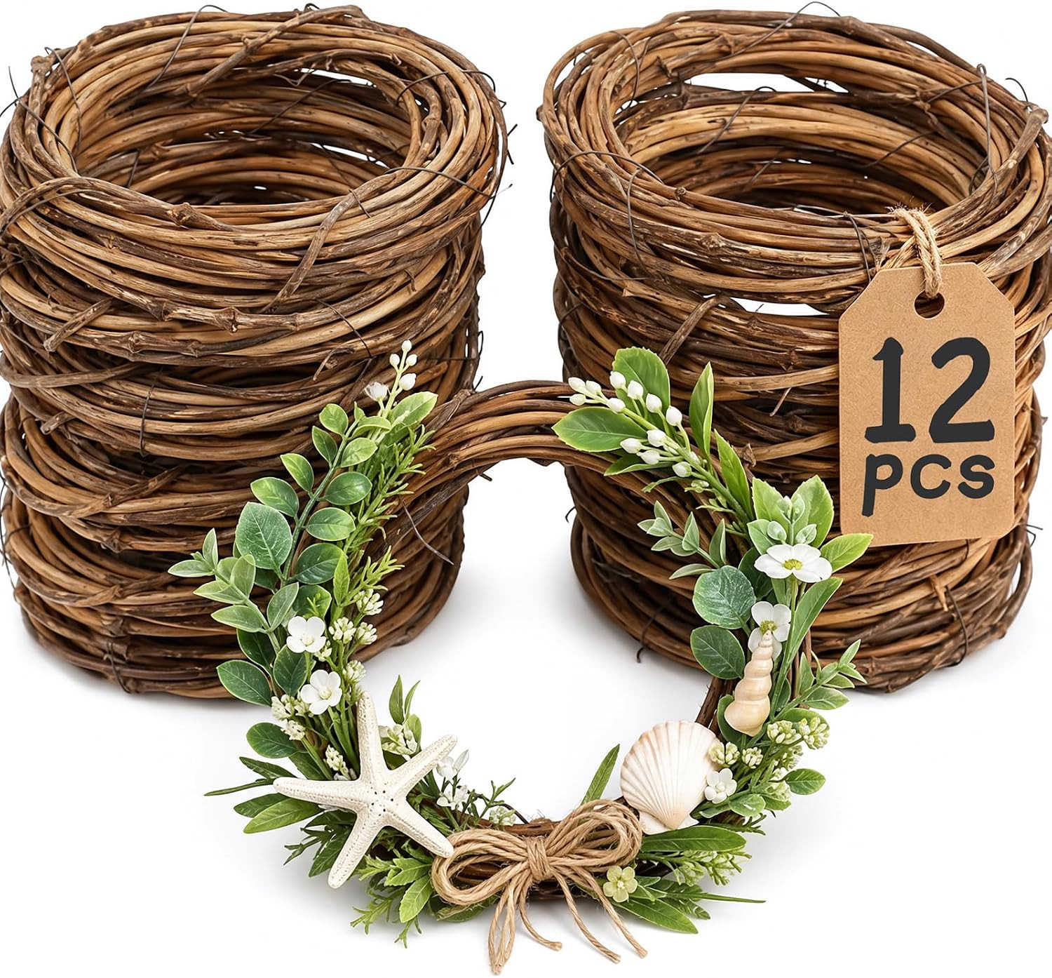 12 PCS Natural Grapevine Wreaths 4 Inch | Amazon (US)