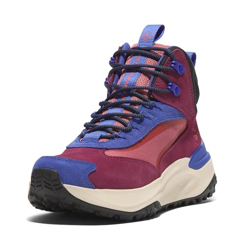 Timberland Women's Motion Access Mid Lace Up Waterproof Hiking Boot, Dark Pink Suede, 6.5 Wide | Amazon (US)