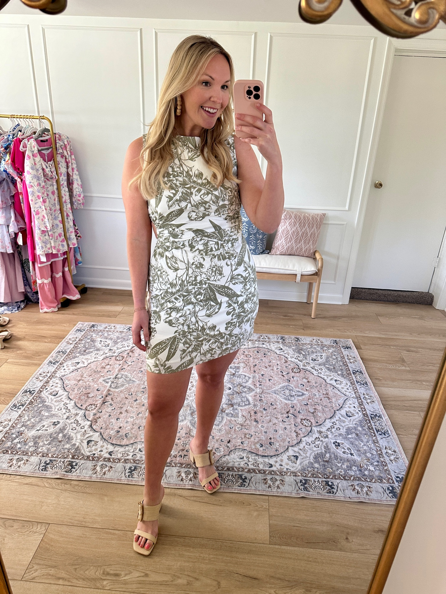 Love the color of this shift dress! It’s very stretchy so does perfect over my hips. Zippers in the back, I’m wearing a medium tall. Vacation - graduation dress 

#LTKSeasonal #LTKsalealert #LTKmidsize