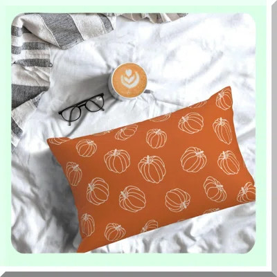 Harvest Pumpkin Pillow Covers - Set of 2, Autumn Farmhouse Decorative Cushion Cases for Sofa, Bed, Couch - Burnt Orange White | Wayfair North America