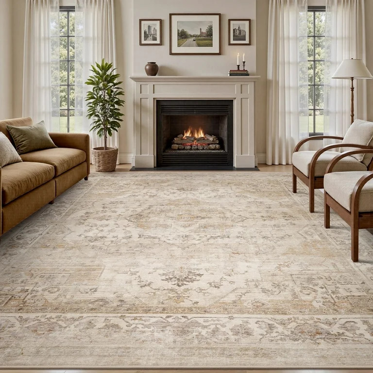 SIXHOME 8'x10' Area Rug Washable Retro Living Room Bedroom Carpet Soft Floral Distressed Indoor R... | Walmart (US)