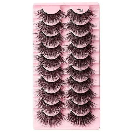 Eyelashes New Eyelash Transparent Stem Dense 10 Pairs of Nude 3D Womens Fashion Summer Natural Makeup Lashes | Walmart (US)