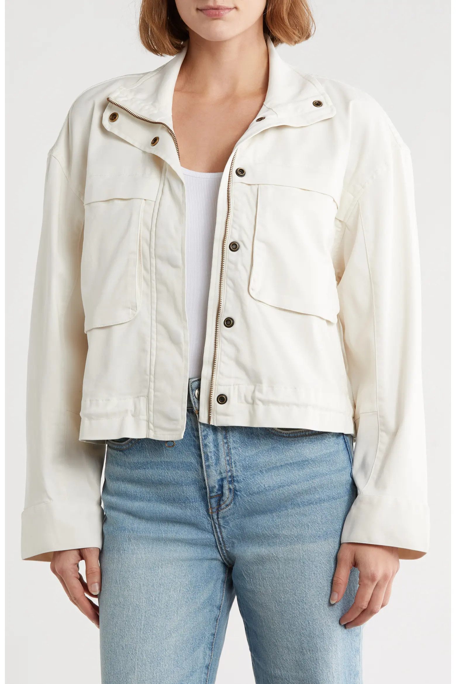 Caslon® Crop Utility Jacket in Green Sorrel at Nordstrom Rack, Size Xx-Large | Nordstrom Rack