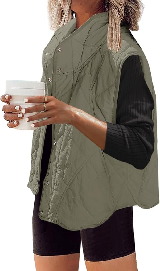 SENSERISE Womens Quilted Vest Athletic Lightweight Vests Stand Collar Button Down Padded Outwear ... | Amazon (US)
