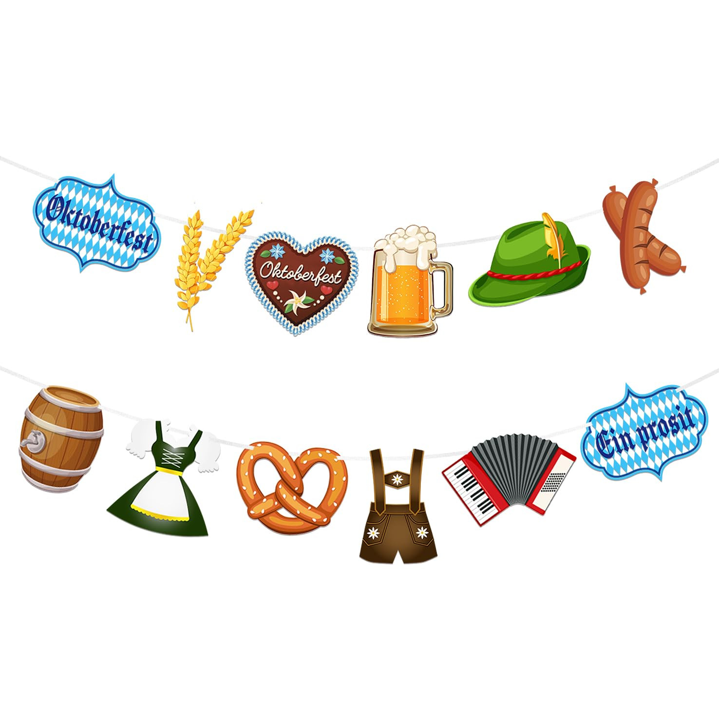 2Pcs Oktoberfest Banner, Oktoberfest Garland, Bavarian Flag, Oktoberfest Bunting Sign Banner, Bac... | Amazon (US)