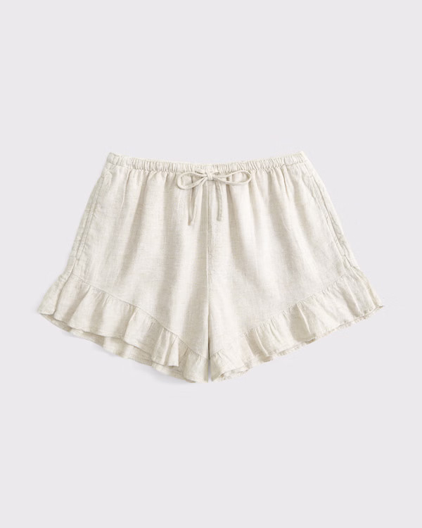 Linen-Blend Ruffle Pull-On Short | Abercrombie & Fitch (US)